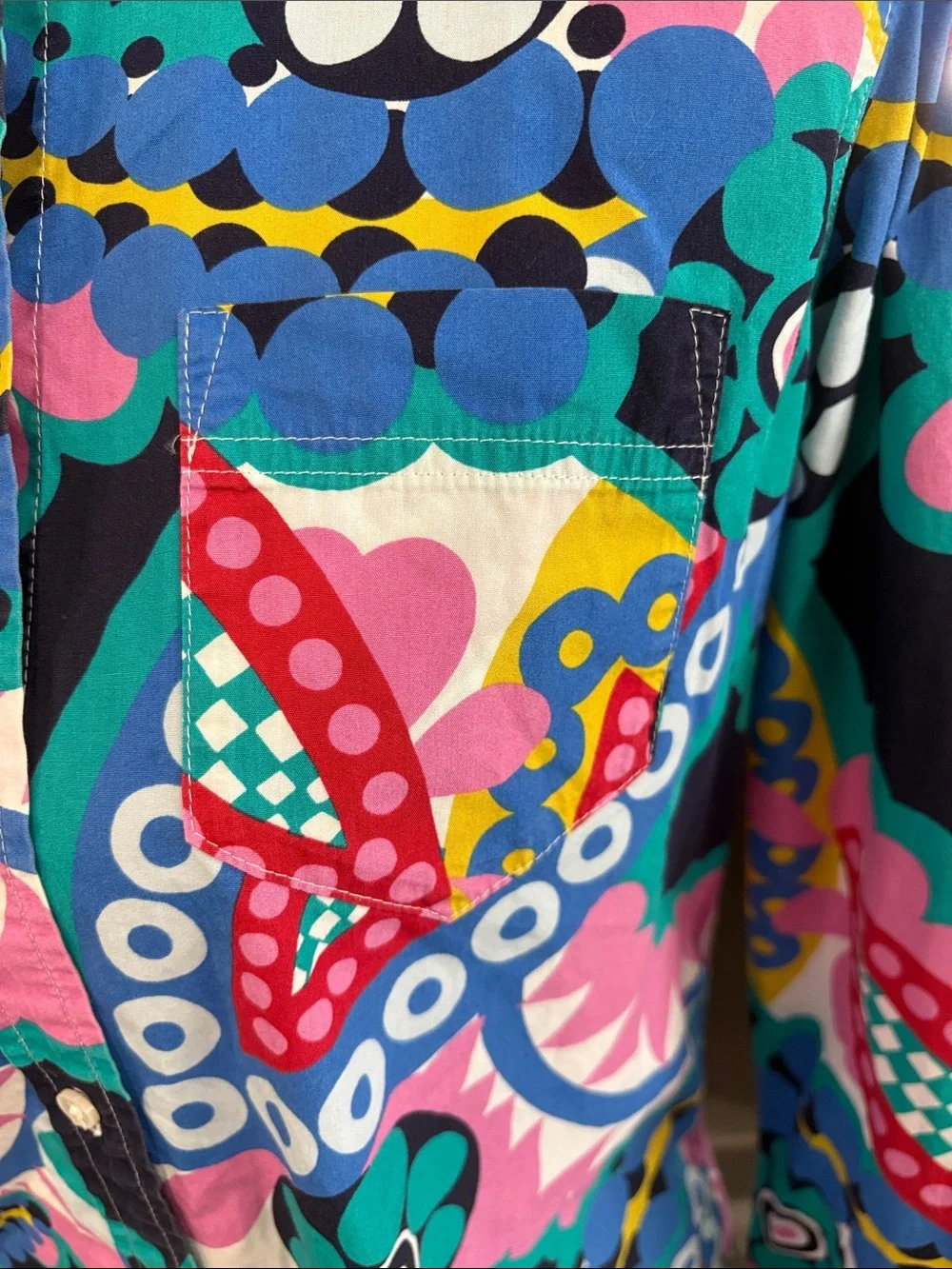 Bold Multicolor Printed Button-Up Shirt Jacket